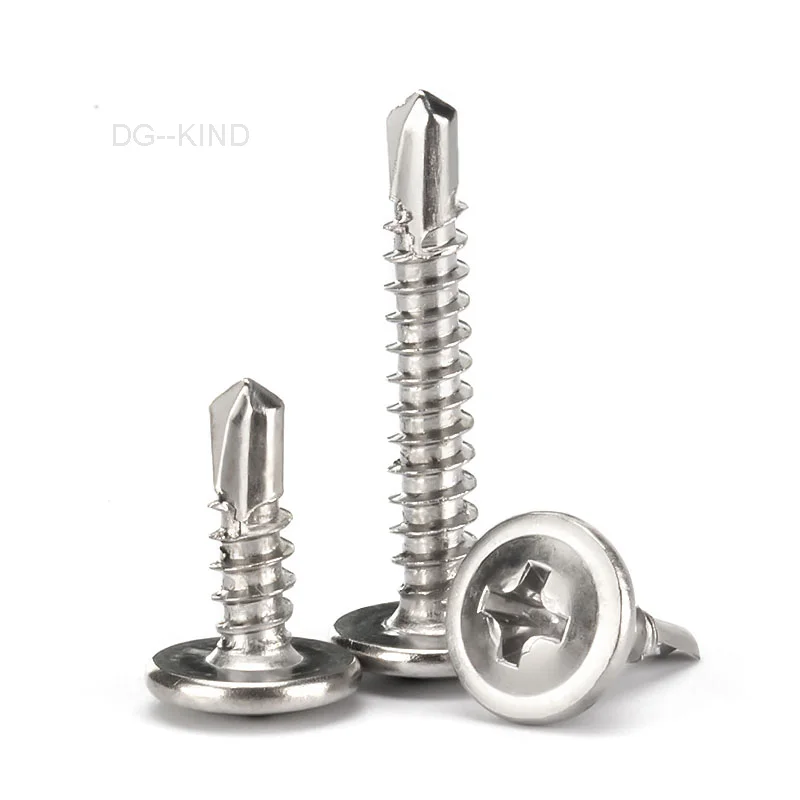 10pcs 410 stainless steel round head self drilling tail screws bale head threading thread diameter m4. 2 m4. 8 length 13-50m