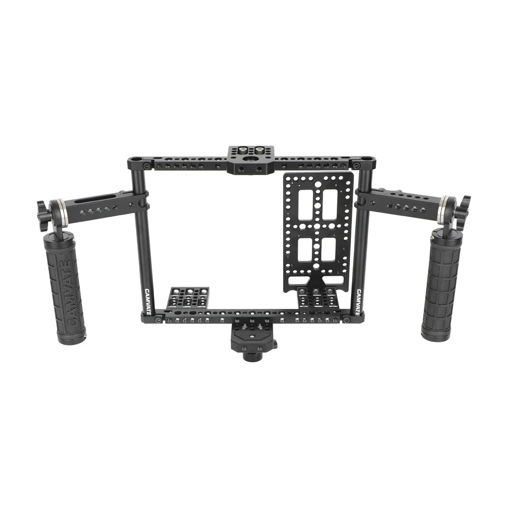 Kayulin 7" Camera Monitor Cage Kit with Dual Rosette Mount Rubber Handgrips & Cheese Battery Plate for Photography Studio