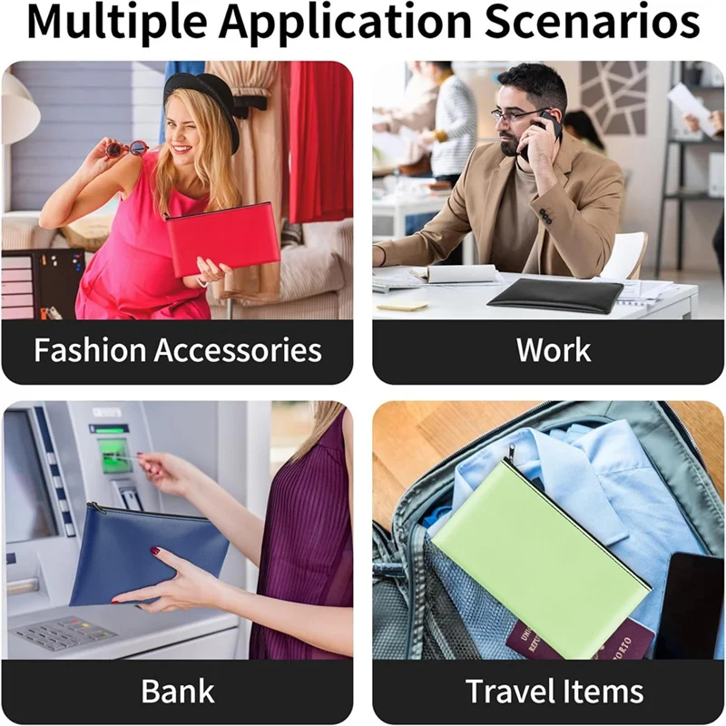 AS95-Zippered Money Pocket 11 X 6.25 Inches, Secure Bank Pocket Forcoins, Bills, Checks, Invoices, Cosmetics