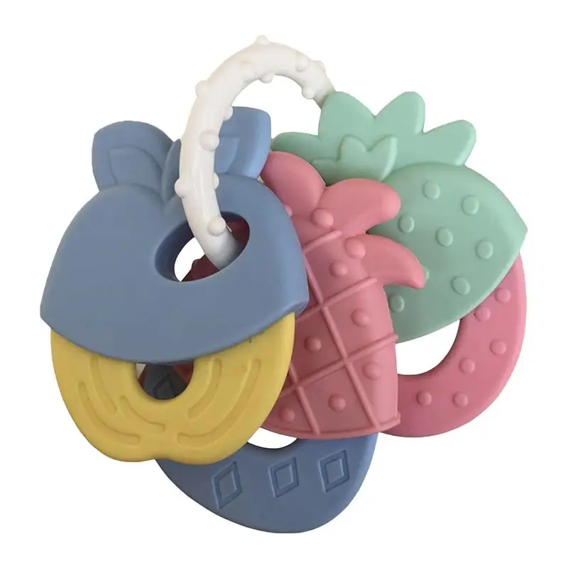 

Teething Toys Silicone Fruit Teething Toys Infant Fruit Shape Teethers Set Newborn Baby Toddlers Chew Toys Relief Soothe Gums