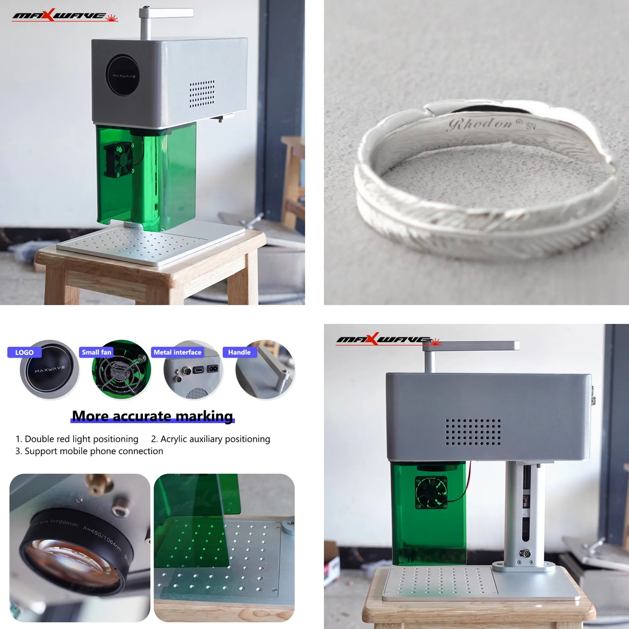 

Advanced Dual Laser Engraving Equipment Mark Metal Wood Bamboo Leather Paper Jewelry Handheld Gun & Desktop Base Included Kit