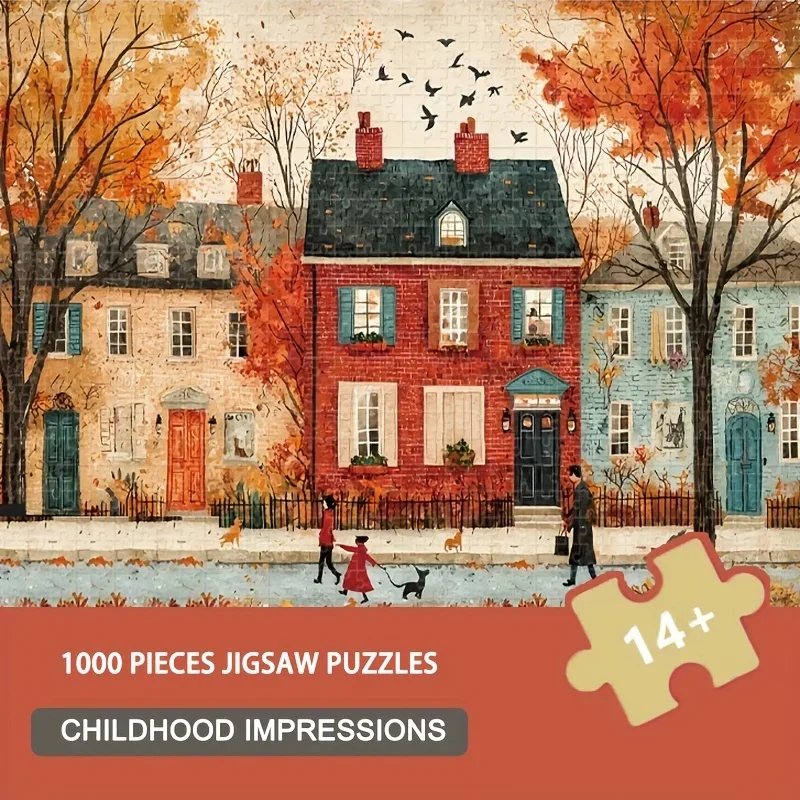 حقيبة 1000 قطع لغز الكبار 1000 قطعة بازل قطع 70x50 سنتيمتر الطفولة الخريف مشهد جدار الفن جامعي ، كرتون حقيبة لغز #2
