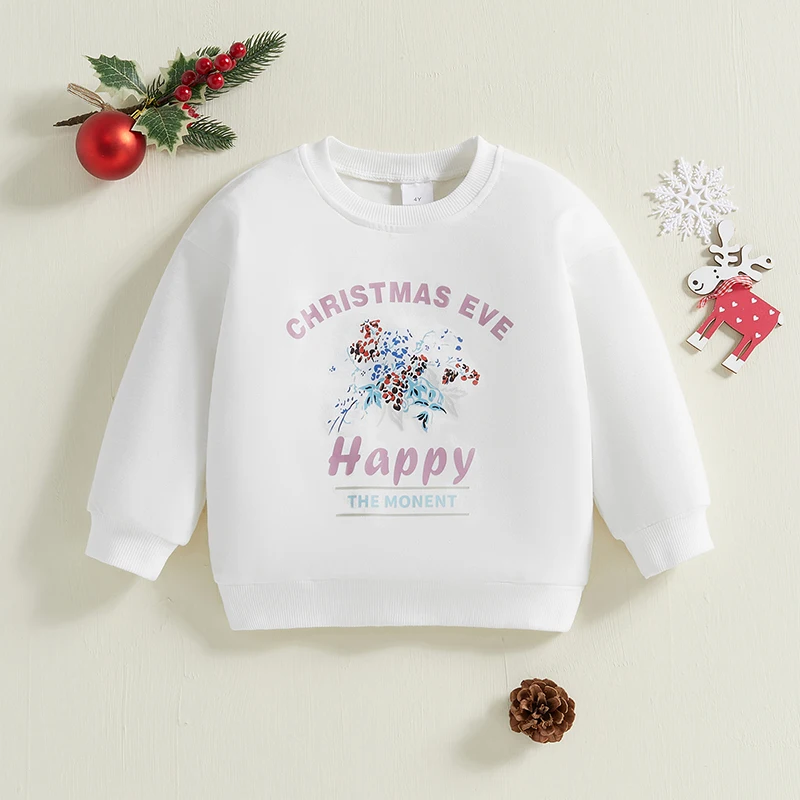 Toddler Boy Christmas Sweater Reindeer Print Round Neck Long Sleeve Pullover Casual Tops Winter Fall Clothes for Kids