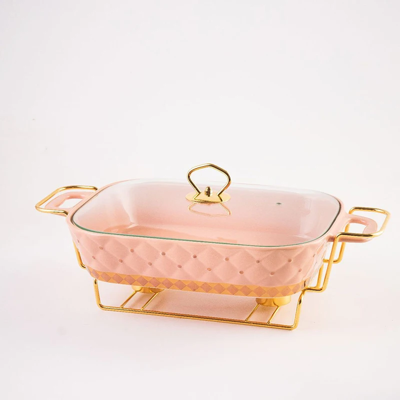 Double Ears Catering Restaurant Heating Food Warmer Buffet Ceramic Chafing Dishes