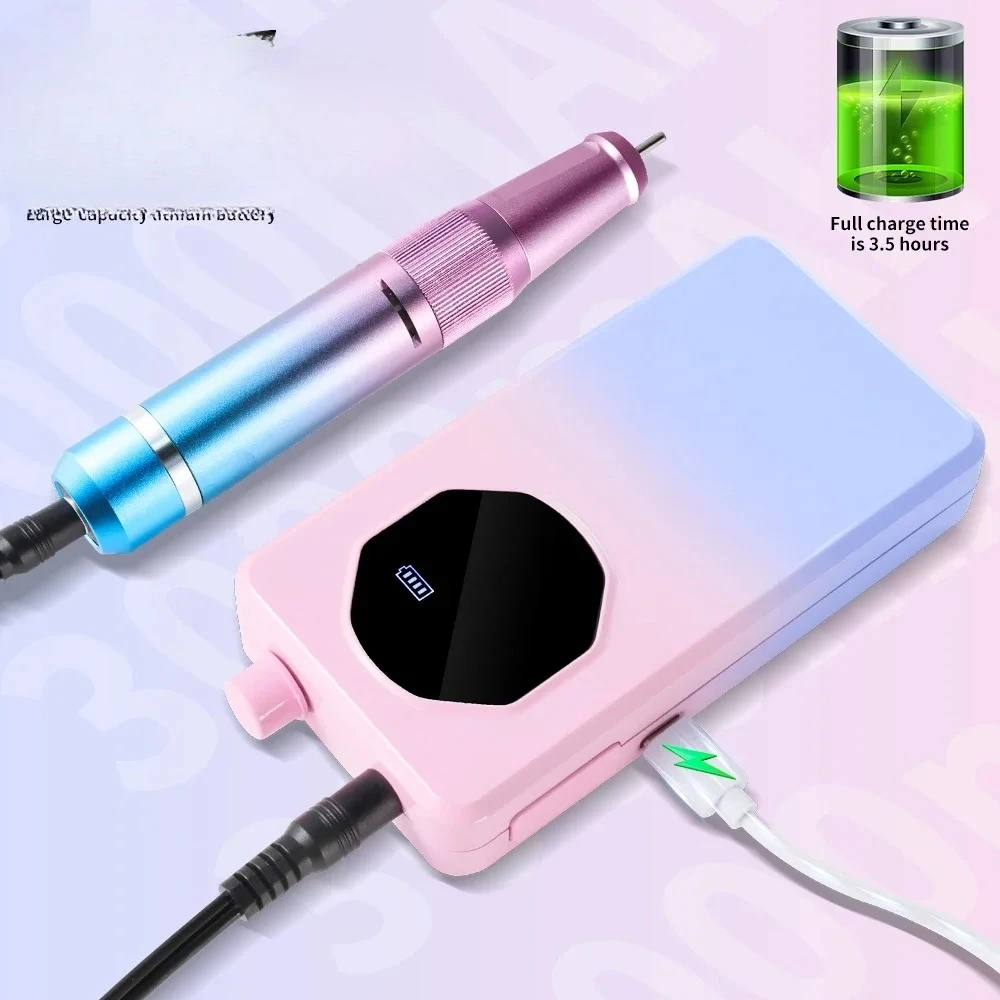 Juego de Taladro Eléctrico Recargable para Uñas de 35000 RPM, Lima Pulidora Profesional para Uñas, Kit de Accesorios para Herramientas de Manicura