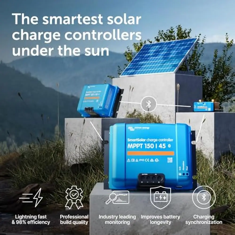 SmartSolar MPPT Charge Controller Solar Panels 150V 45A Bluetooth Connectivity System Optimization MPPT Charge Controllers