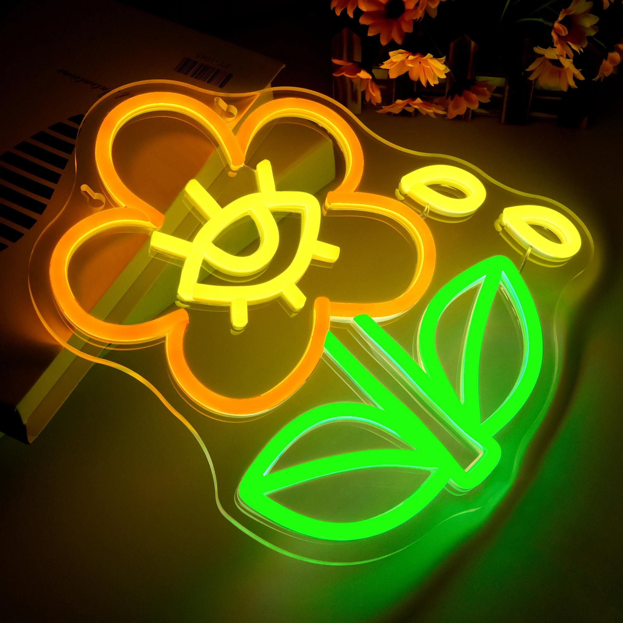 Insegna al neon a forma di fiore Luce al neon a forma di fiore per la decorazione della parete Luci decorative al neon a LED 3D con funzionamento USB per l'arredamento della cameretta dei bambini