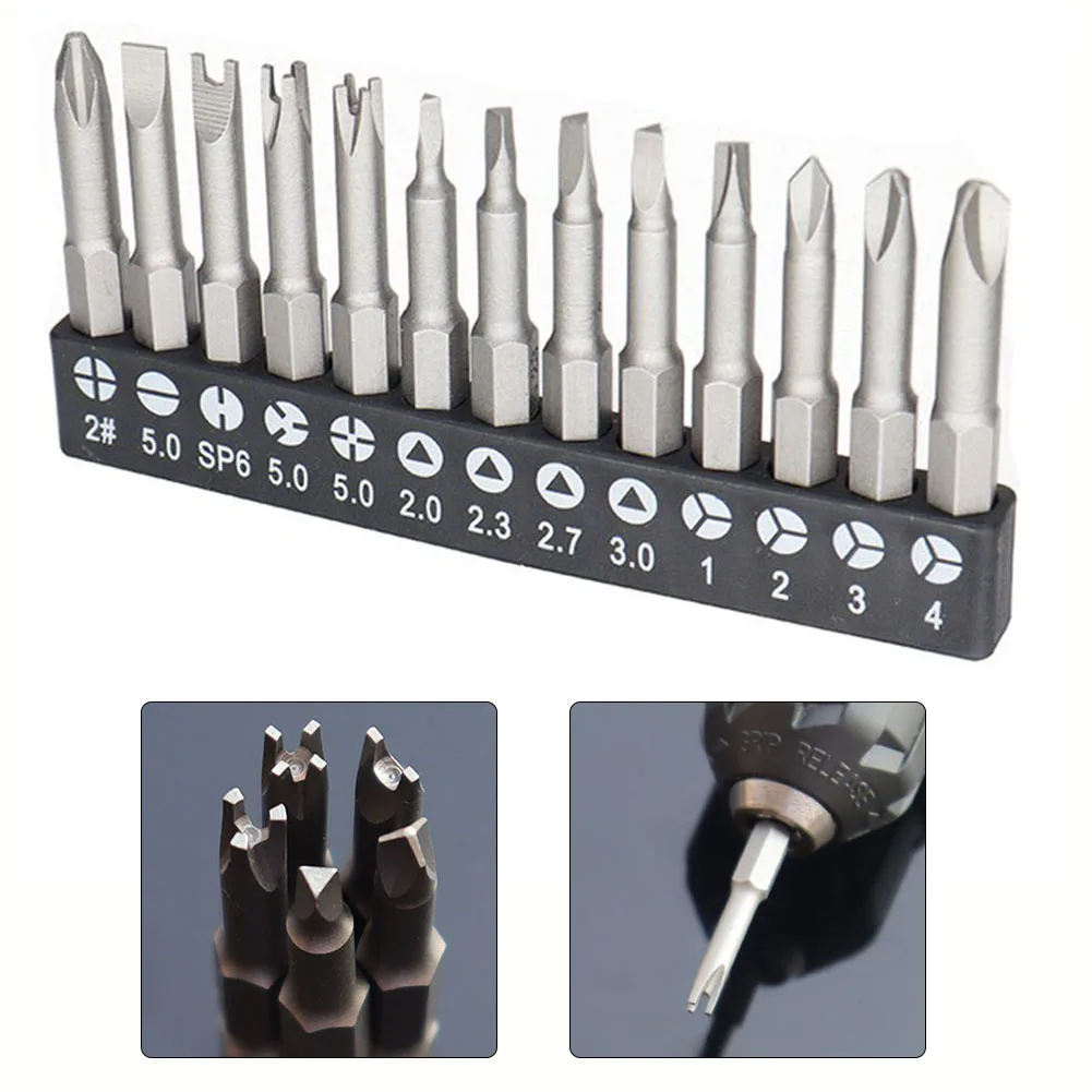 13-Piece Special-Shaped Screwdriver Bit Set 50mm Chrome-Vanadium Steel PH2 Triangle Y U Head For Appliance Toy Repair