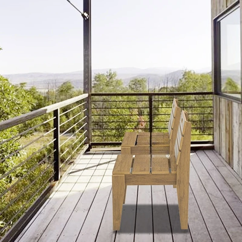 

Outdoor plastic wood chair leisure outdoor balcony garden HIPS plastic wood stool dining back chair