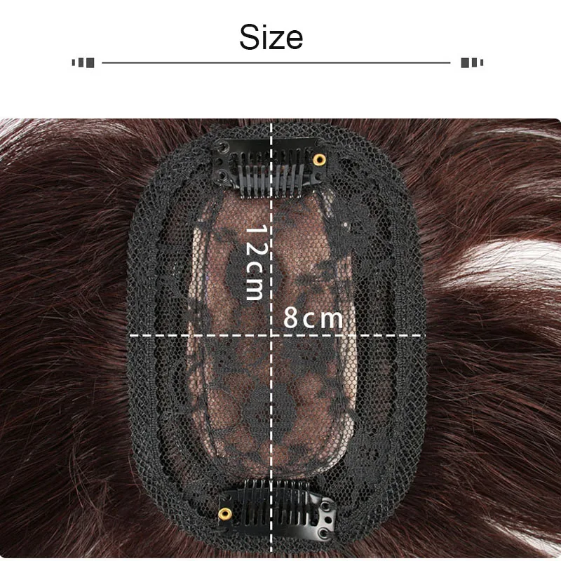 8x12cm 인모 에어뱅 여성용 헤어피스, 흰머리 가리개, 자연스러운 풍성한 커버, 회색머리 가리개, 합성모