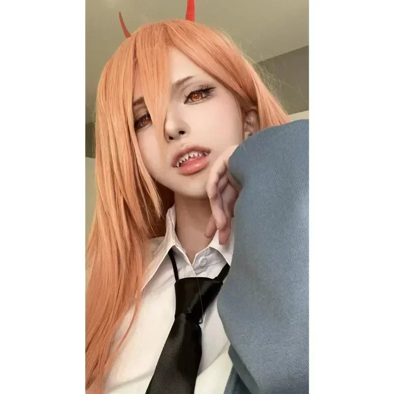 أنيمي بالمنشار رجل السلطة تأثيري الباروكات مع غطاء شعر مستعار الفتيات أغطية الرأس فستان الهالوين حتى حفلة تنكرية ازياء الباروكات #2