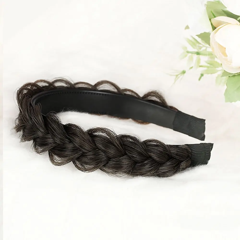 Wash Face Headband Wide-brimmed Fishbone Braid Girl Wide Hair Hoop Wig Headband Korean Style Headwear Female Hairbands