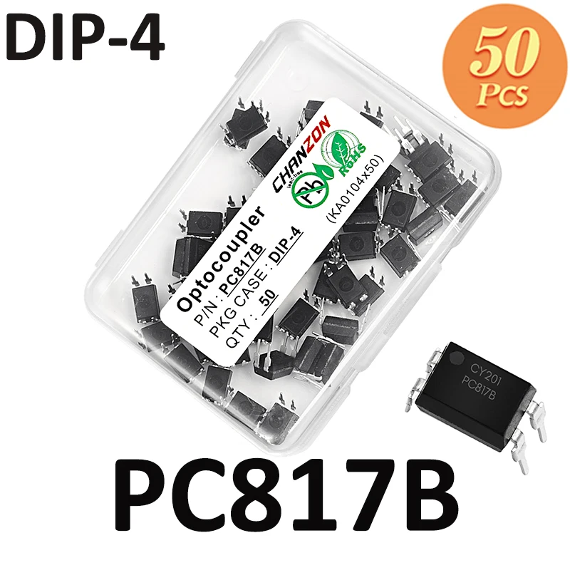 50PCS PC817 PC817B EL817 DIP4 DIP Optocoupler Optical Coupling Original Transistor DC Input 80V 50mA  IC Chip Optoisolator