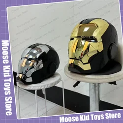 Iron Man Mk5 Electric Voice Control Helmet 1/1 Cosplay Led Eyes Metal Mask Model Statue Toys For Children Adults Birthday Gift