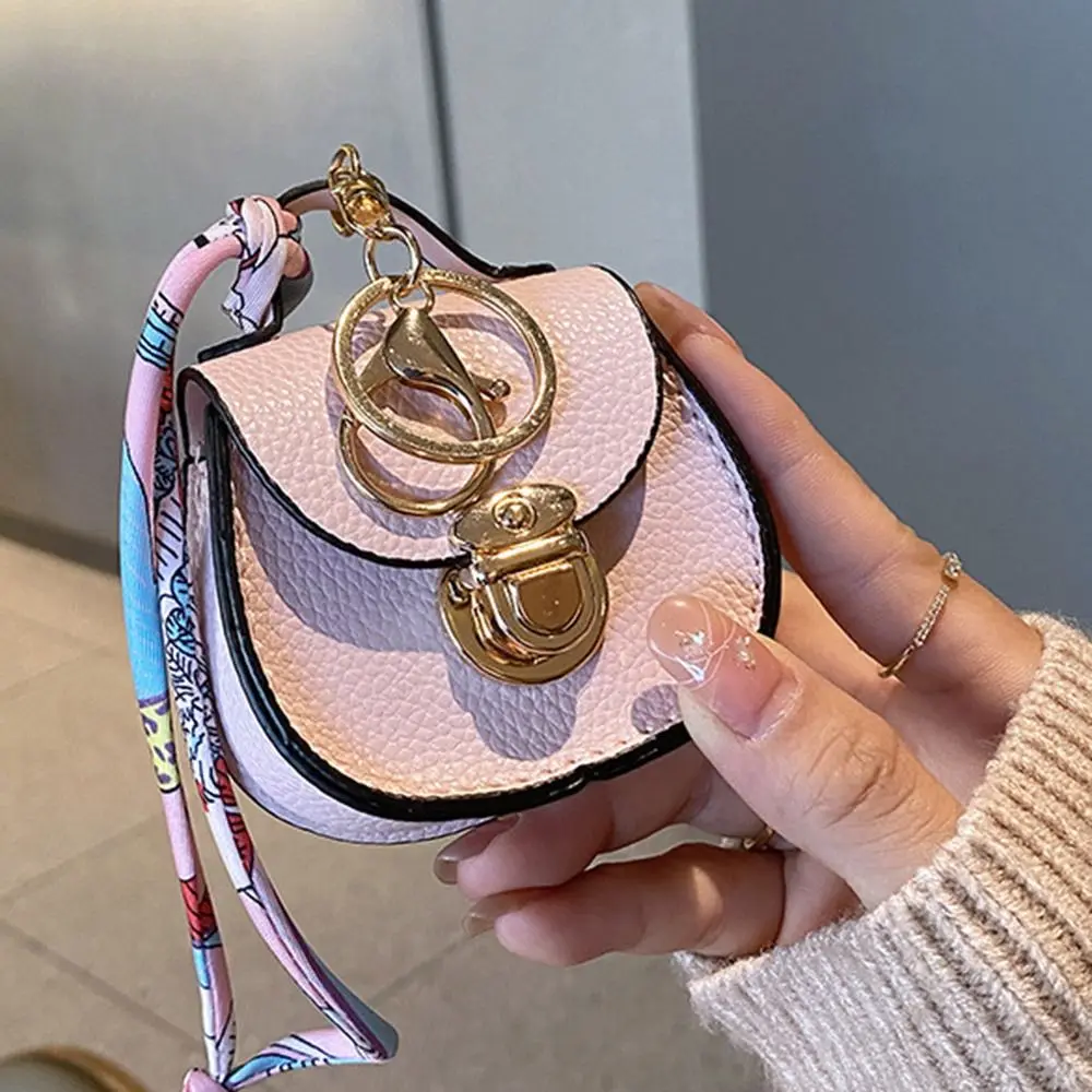 Portable Keychain Small Coin Purse Premium Leather Multifunction Earphone Bag Mini Storage Pouch for Women
