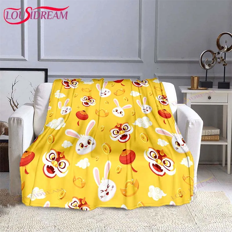 

Cute Rabbit Fuzzy Flannel Throw Blanket, Cozy Bed Blanket for Girls Adults, Super Soft Lightweight Blankets for Couch Chair Sofa