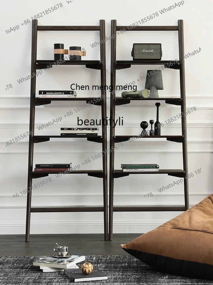 

E1001 ss Display Rack Nordic Modern Minimalist Original Imported Smoked Oak Danish Style Four-Layer Bookshelf Display Stand