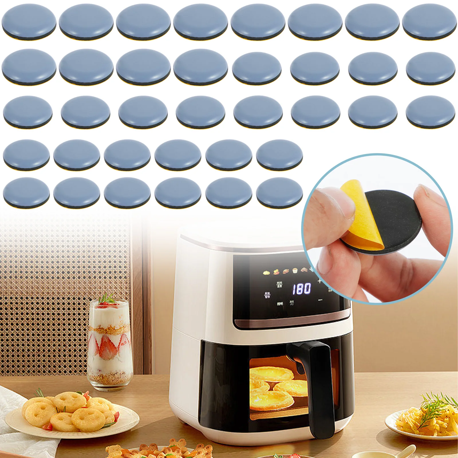 36Pcs Furniture Leg Slider Pads Furniture Moving Pads Kitchen Appliance Sliders 0.74/0.86/0.98inch Self Adhesive Chair Sliders