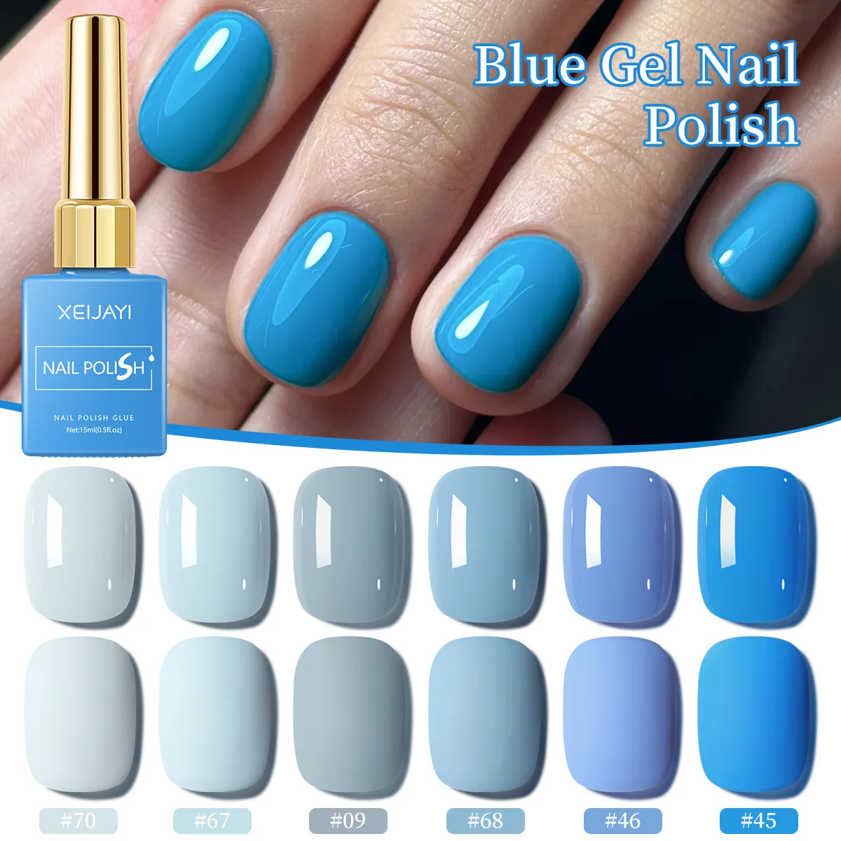 

6Colors 15ML Gel Nail Polish Blue Series Vernis Semi Permanent UV Gel Nail Art Design Soak Off Nail Gel Polish All For Manicure