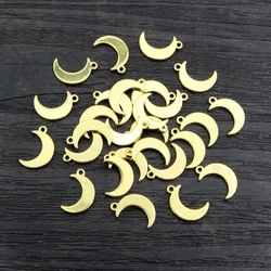 10pcs 12x8mm 316 Stainless Steel Gold Plated Moon Small Charms Pendant For Necklace DIY Jewelry Making Accessories Findings