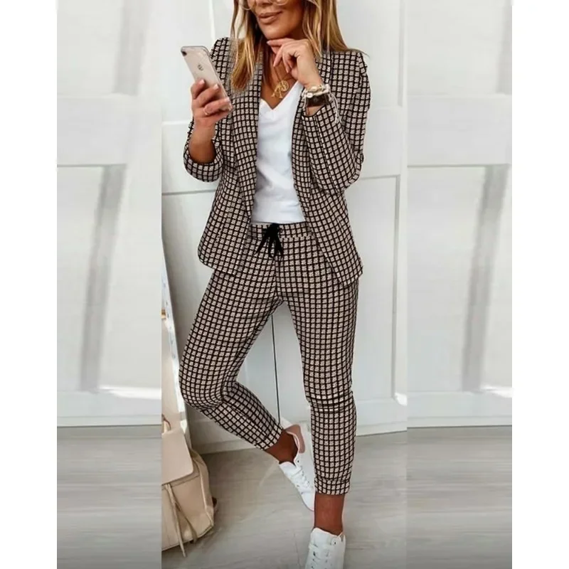 Spring Autumn Blazer Coat Pants Suit 2024 Office Lady Blazer Suit Y2K INS Clothes Outfits Two Piece Sets Womens Outifits