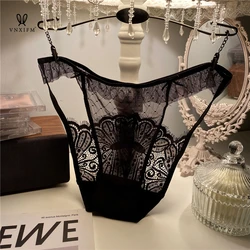 2024 European and American sexy low waist small skirt hollow jacquard mesh briefs women Summer thin lace lace underwear