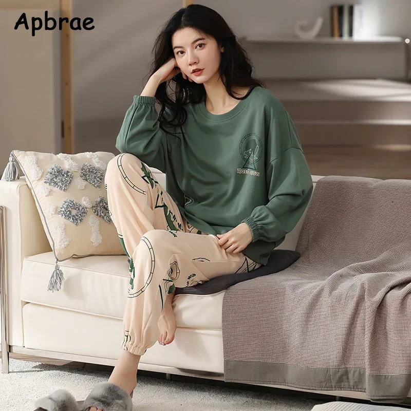 Autumn Winter Women Pajamas Set New Cotton Pijamas Long Sleeves Sleepwear Fashion Leisure O-neck Pyjamas Female Loungewear