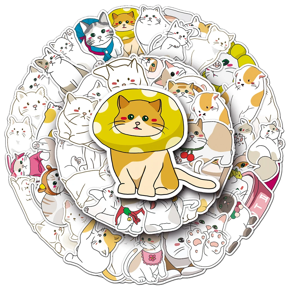 

10/30/50pcs Cartoon Creative Cat Stickers Cute Animal Decals Graffiti Skateboard Phone Computer Laptop Funny Sticker Classic Toy
