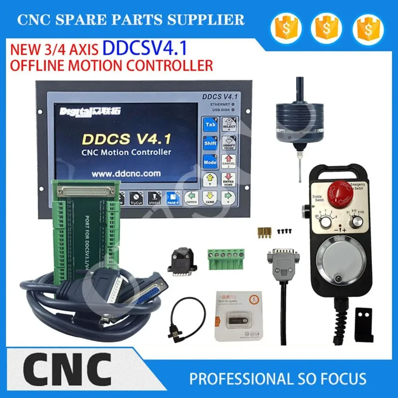 

3-axis 4-axis offline motion system DDCSV4.1 CNC controller kit 3D edge finding support angle tool setting servo spindle