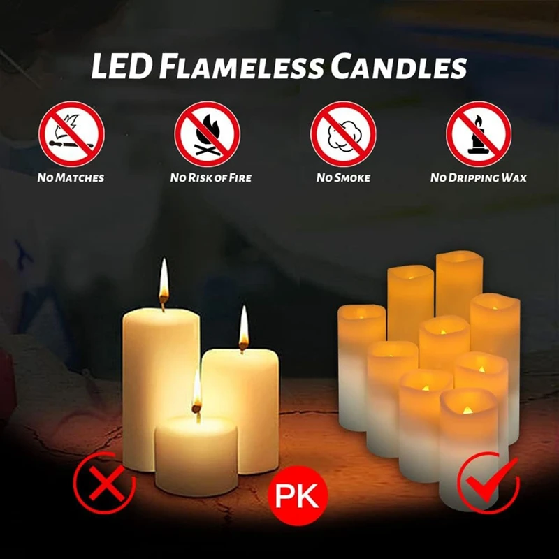 Flameless Candles With Remote, With 10-Key For Waterproof Outdoor Plastic Pack Of 9