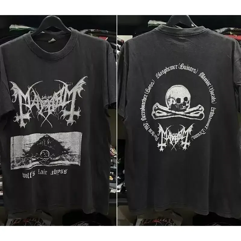 1997s Mayhem Wolf Äôs Lair Abyss Metal Tour T shirt Reprint 2 Side S 5XL