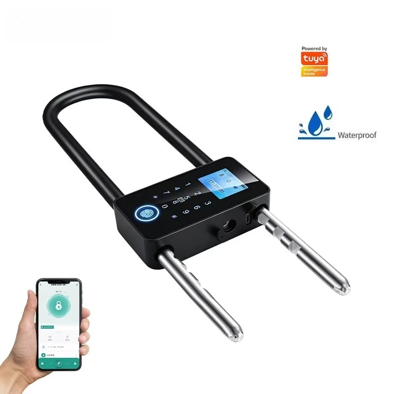 Fingerprint U-shaped Lock, Office Glass Door, Store Double-door Password Card Office Smart Fingerprint Lock