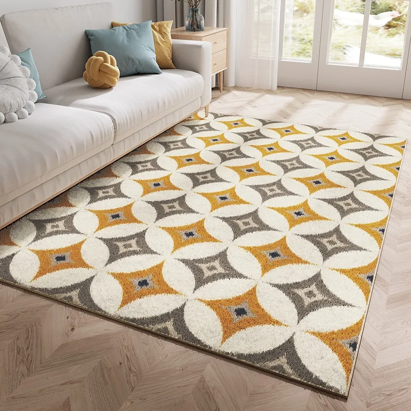 Modern Simple Large Area Geometric Living Room Decorative Carpet Plush Soft Comfortable Lounge Rug Washable Easy Care Home Rugs