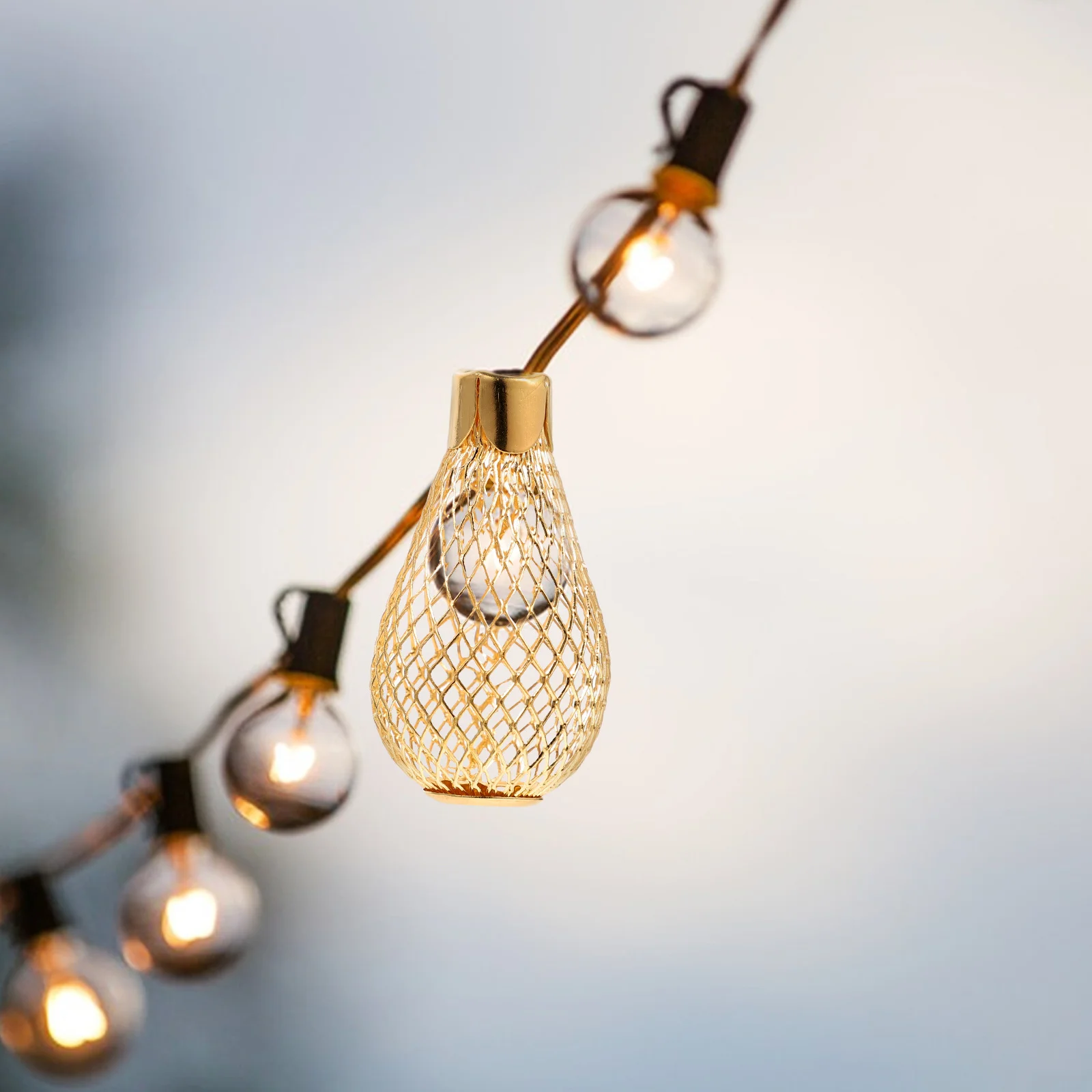 20 pezzi di coperture per corde di luce natalizia mini paralumi in ferro cavo gabbia metallica fai da te paralume pendente per decorazioni per feste di Natale