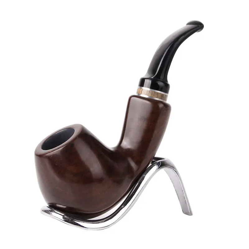 Solid wood, stone, nanmu, sandalwood, hand-carved Safin curved men\'s straight filtered tobacco cigar pipe