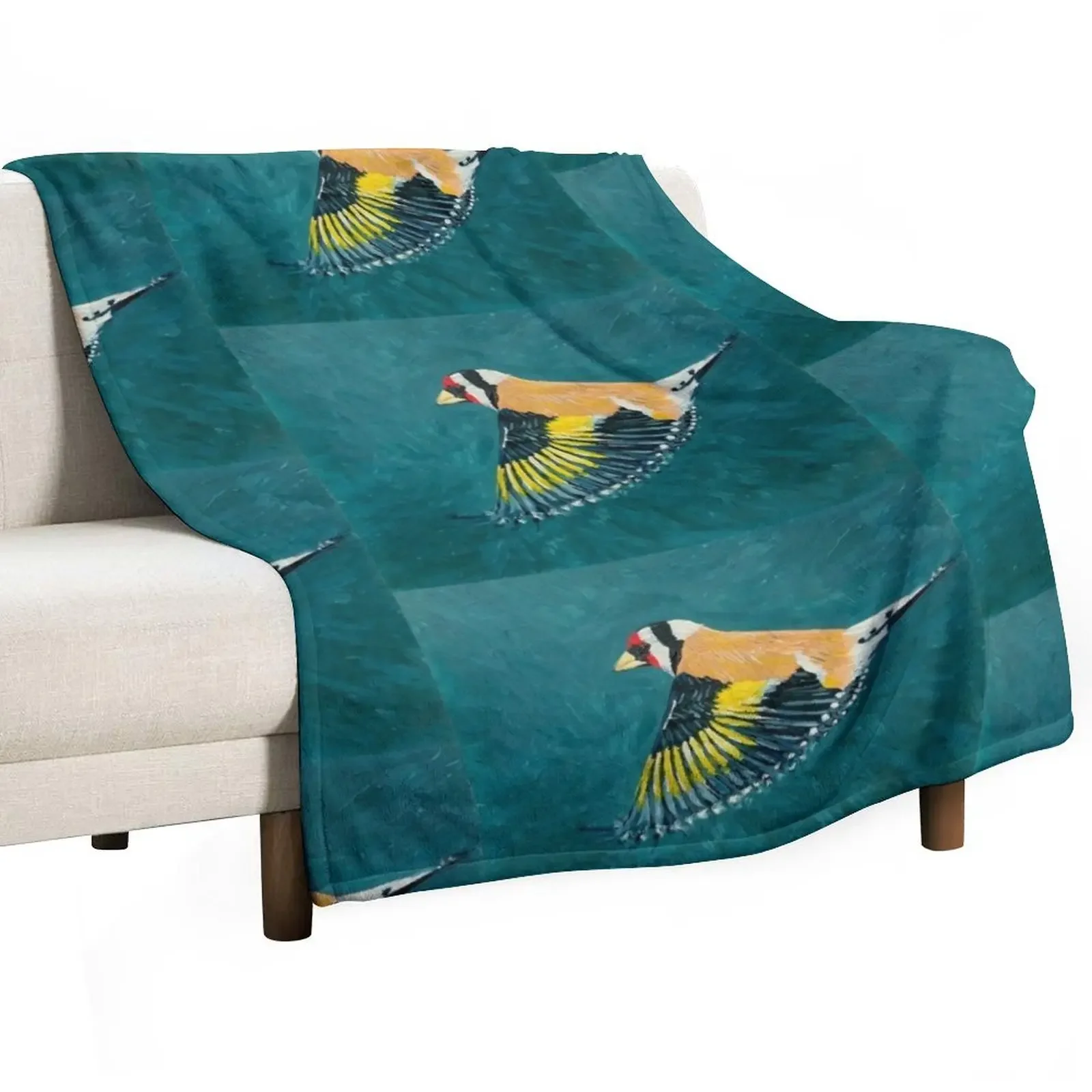 

Goldfinch in Flight Throw Blanket Machine Washable Soft Warm Blanket
