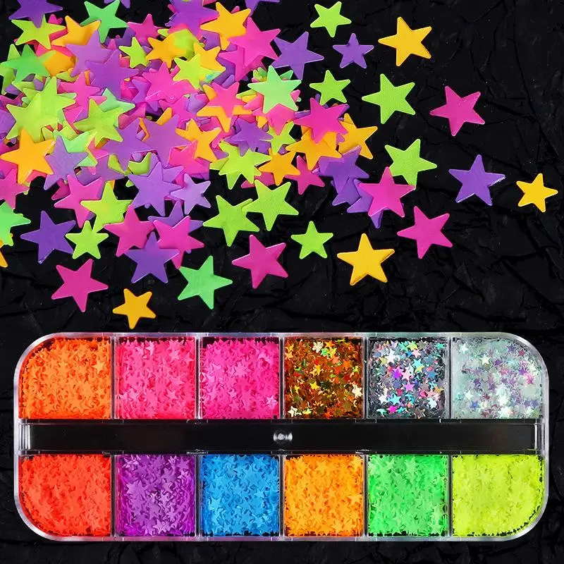 12 Grids Y2K Mini Star Nail Sequins Nail Flakes Accessories Manicure Decor