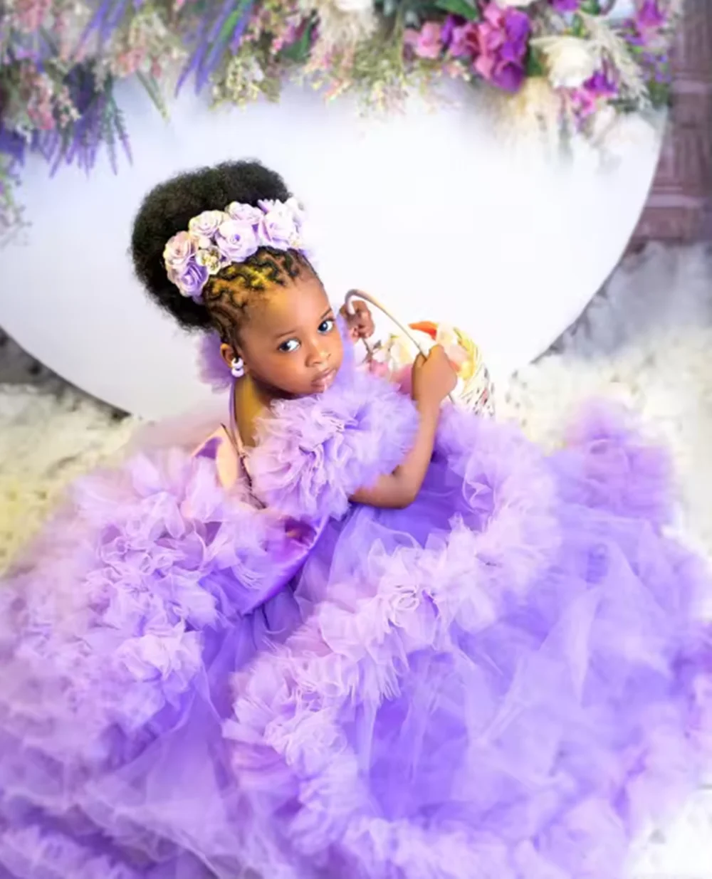 

Lavender Girls Birthday Party Dresses Customized Ruffles Flower Girl Dresses Baby Kids Pageant Gowns
