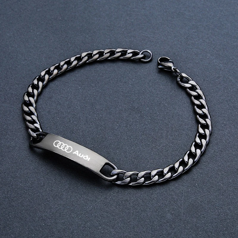 Fashion Metal Bracelets for Men Women Solid Stainless Steel Curb Link Chain For Audi SLine A4 B7 B8 B9 A3 8P 8V 8L A5 A6 C6 C5