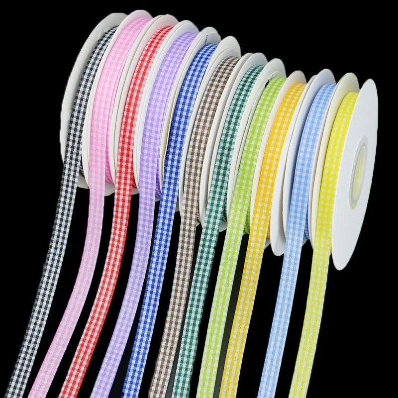 

(50 Yards/roll) Width 1Cm Grid Ribbon Diy Gift Decoration Belt Hairclip Bow Design Diy