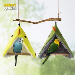 Cute Bird Parrot Nest Soft Plush Bird Parrot Hammock Warm Hanging Bed Snuggle Hut Warm Bird Tent Nest Standing Branch Toy House