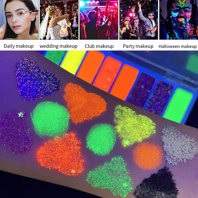 무대 메이크업 10색 형광 아이라이너 발광 메이크업 신나고 반짝이는 색소가 눈에 띄게 빛나는 아이섀도우