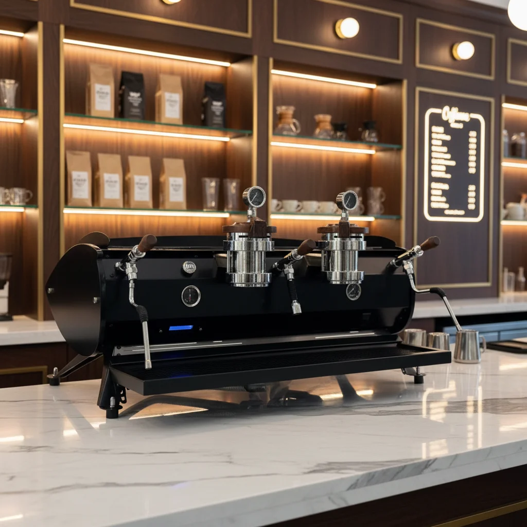 

Commercial Cafe Espresso Machine Saturated Brewing Head with Hot Water System Double Groups for Coffee Shops