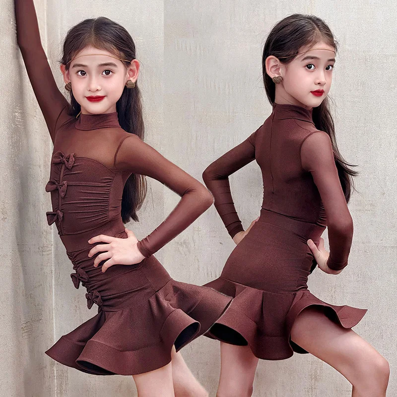 

Румба, танго, самба, костюм для латинских танцев, сальса, платье для латинских танцев для девочек, детские танцевальные платья для соревнований по бальным танцам