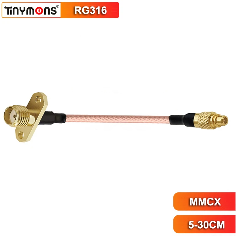 5-30CM RG316 RF Coaxial Cable SMA Female Flange Panel Mount to MMCX Male Straight Adapter Cord 50ohm for Antenna Radios