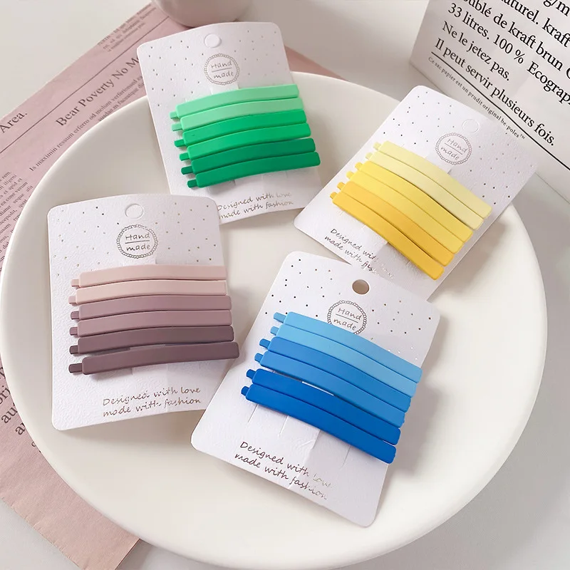 الكورية الحلو الفتيات الحلو دبوس الشعر التدرج اللون الصليب سلس الانفجارات الجانب كليب كسر مشبك شعر حافة كليب لون الحلوى أغطية الرأس