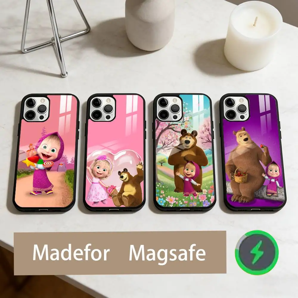 

Masha and the B-Bears Cute Phone Case For iPhone17,16,15,14,13,12,11 Plus,Pro Max Magnetic For Magsafe Wireless Charging