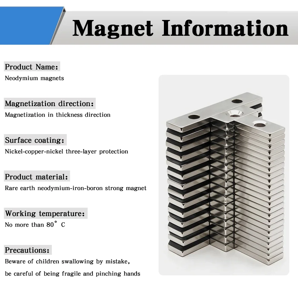 Super Powerful block Magnet holes Neodymium Magnet NdfeB N35 Strong Permanent Magnetic imanes Refrigerator Magnet