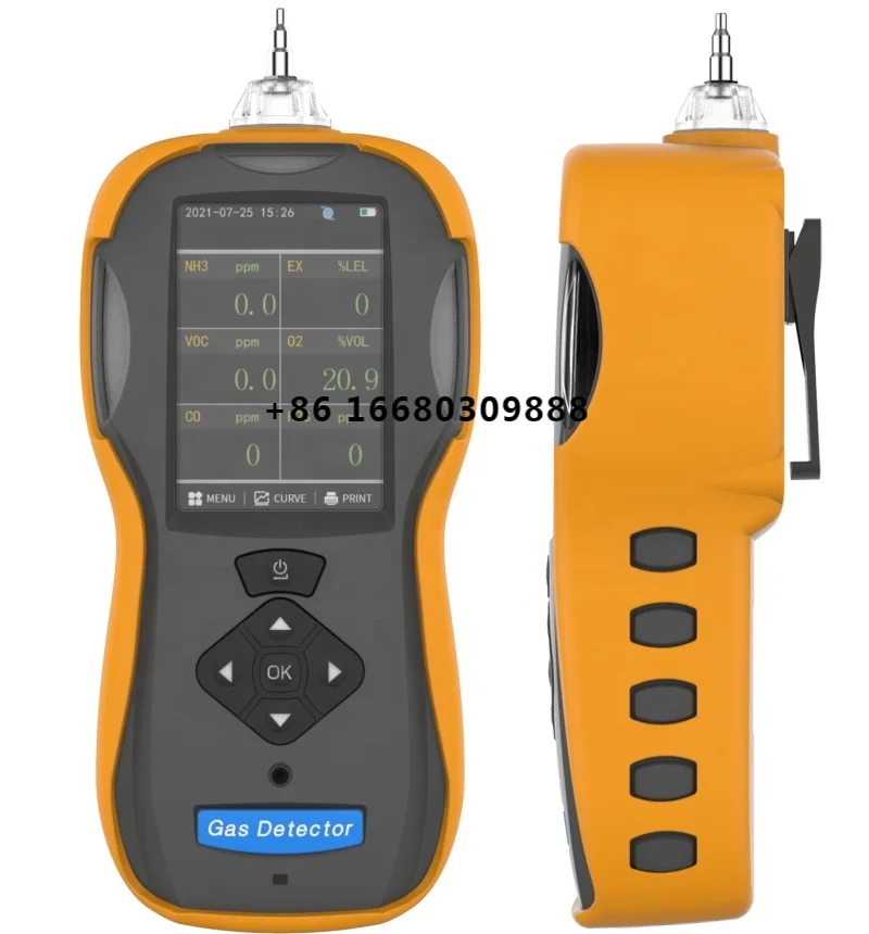 

Portable multi gas analyzer lab device 6 in 1 EX CO CO2 O2 NO2 H2S VOC NH3 6gas detector with pump CE ATEX