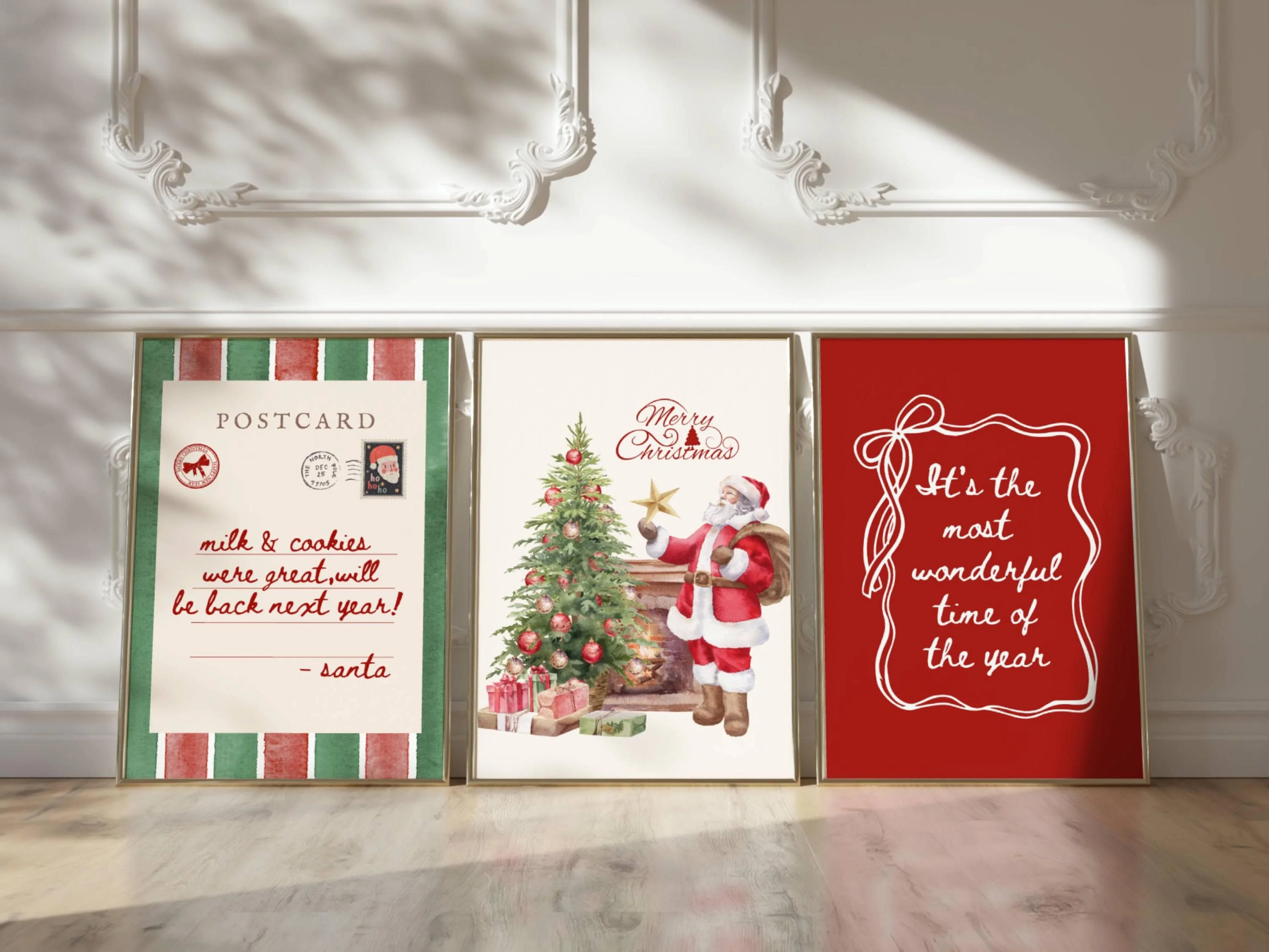 1pc Christmas Gallery Wall Art Prints Poster - Unframed Preppy Coquette Holiday Decor Poster for Living Room and Bedroom Decor
